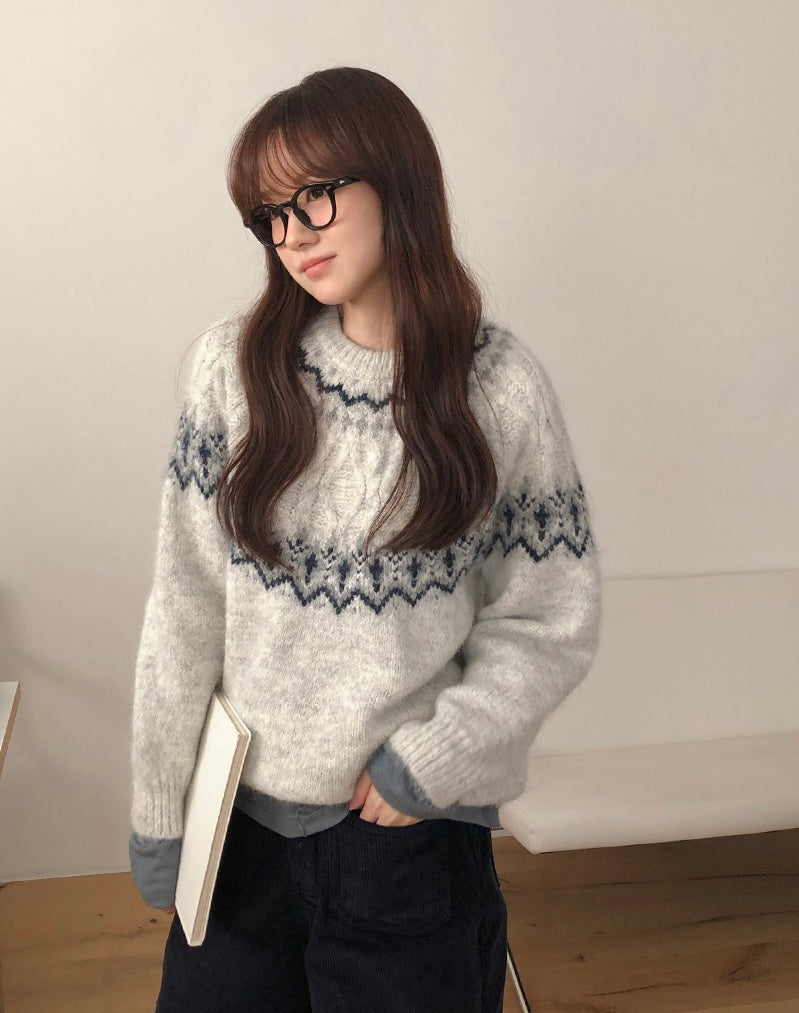 【冬日北歐毛衣❄️】Nordic Round Neck Cardigan