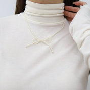 Pearl Single Ribbon Necklace