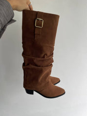 【6cm粗踭長Boots】6cm Classy Suede Boots