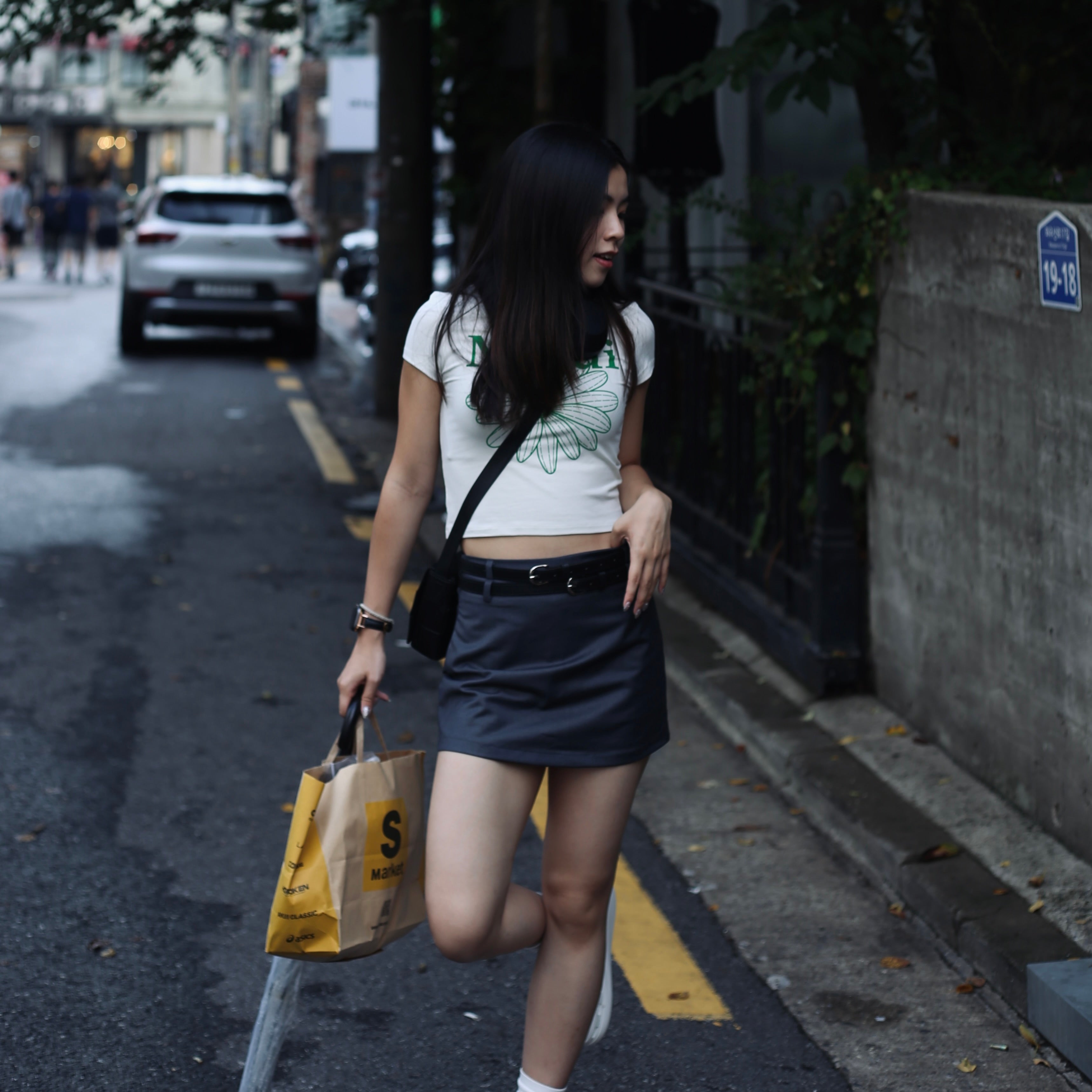 Solid Double Belt Skirt