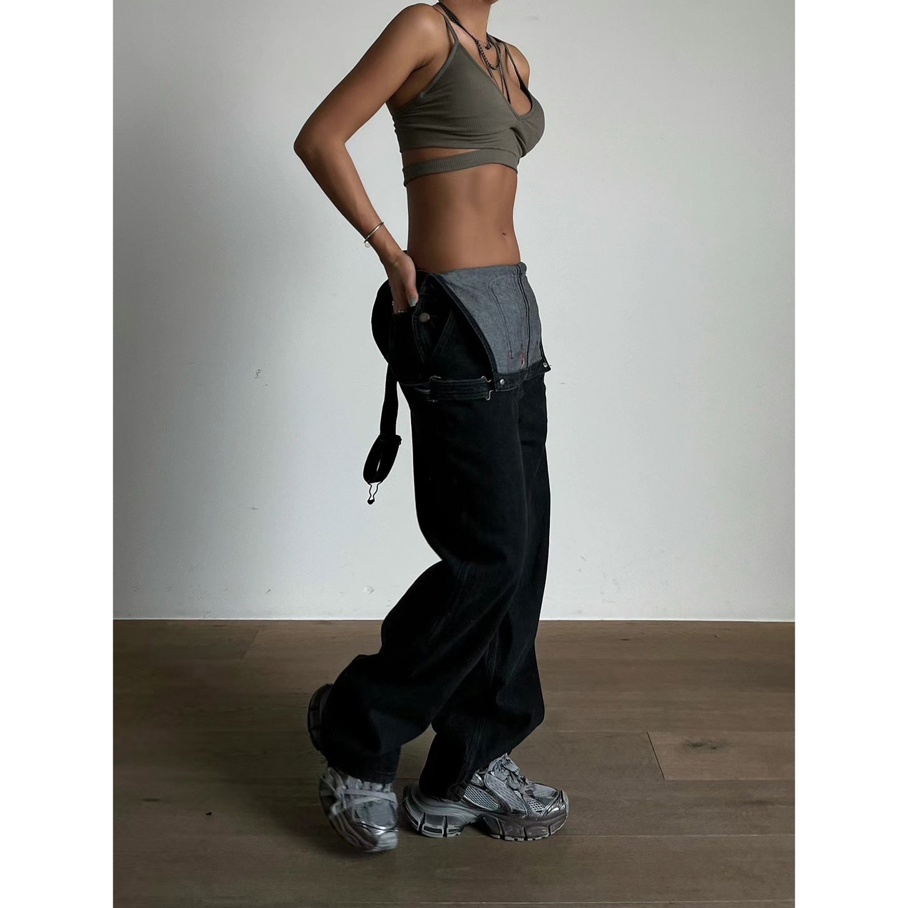 Solid Denim Overall Jumpsuit