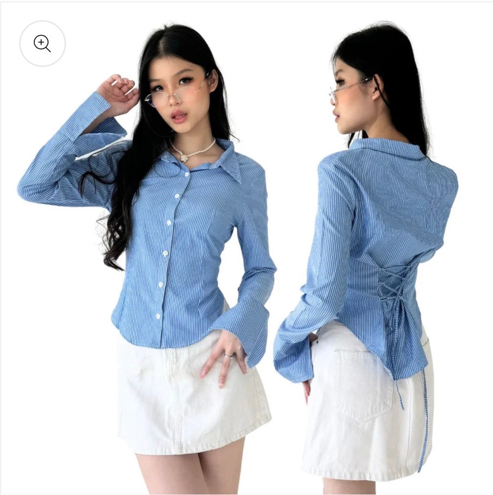 【後綁帶恤衫｜6色入】Miss Manager Fitted Shirt