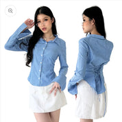 【後綁帶恤衫｜6色入】Miss Manager Fitted Shirt