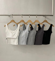 【✔️PAD｜方領設計】Squared Neck Button Front Padded Bra Top