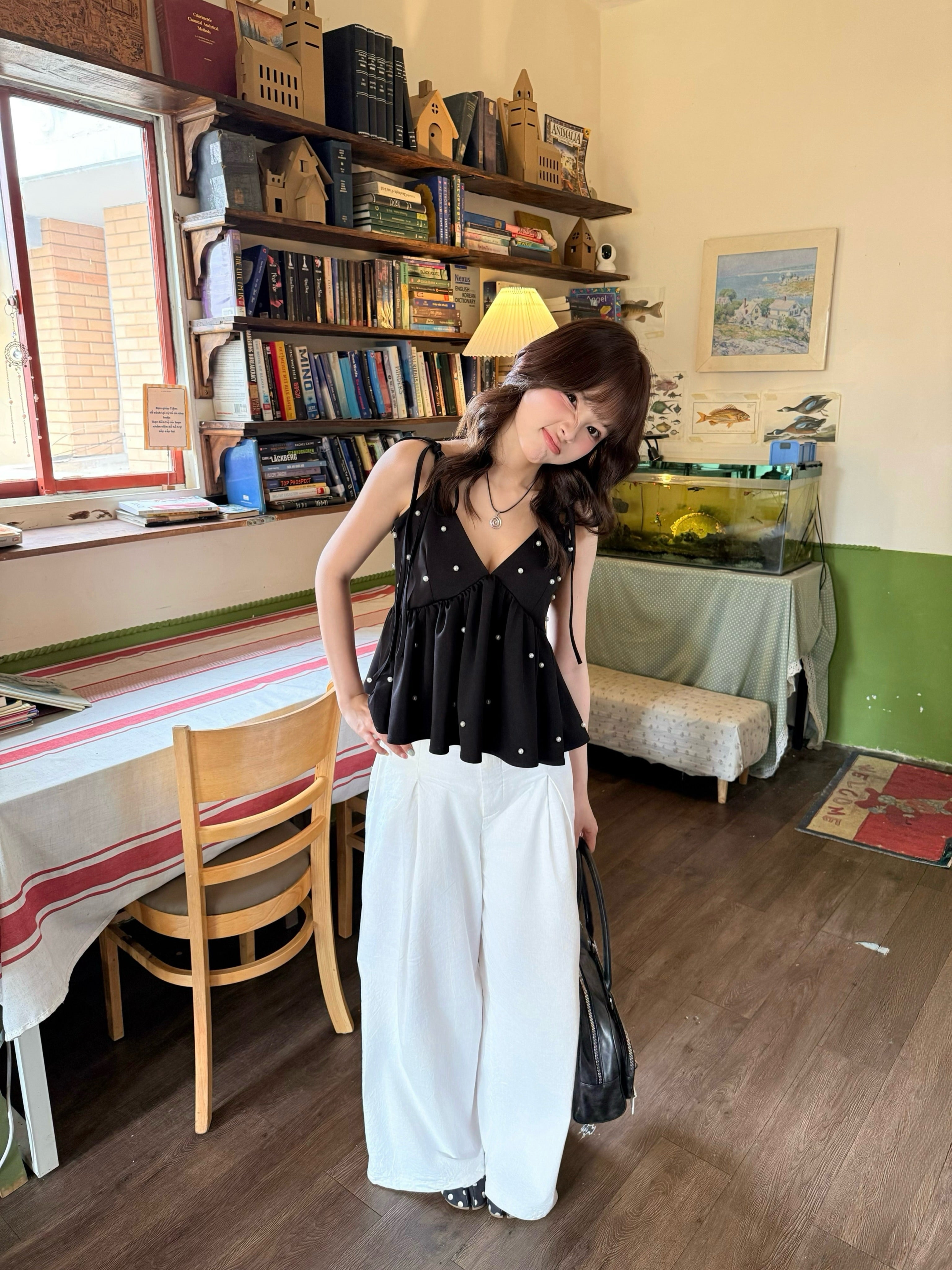 Starlight Pearl V-neck Top
