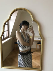 【復古美式女生必入】Button Front Checkered Halter Top