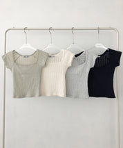 【方領氣質upupup!!!】Squared Neck Baby Crop Top