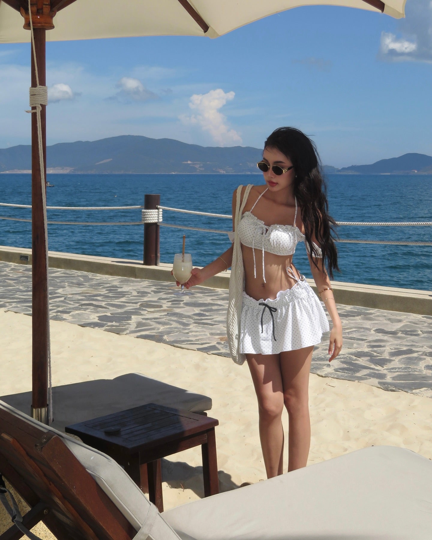 2-piece Dot Drawstring Bikini(with pads)
