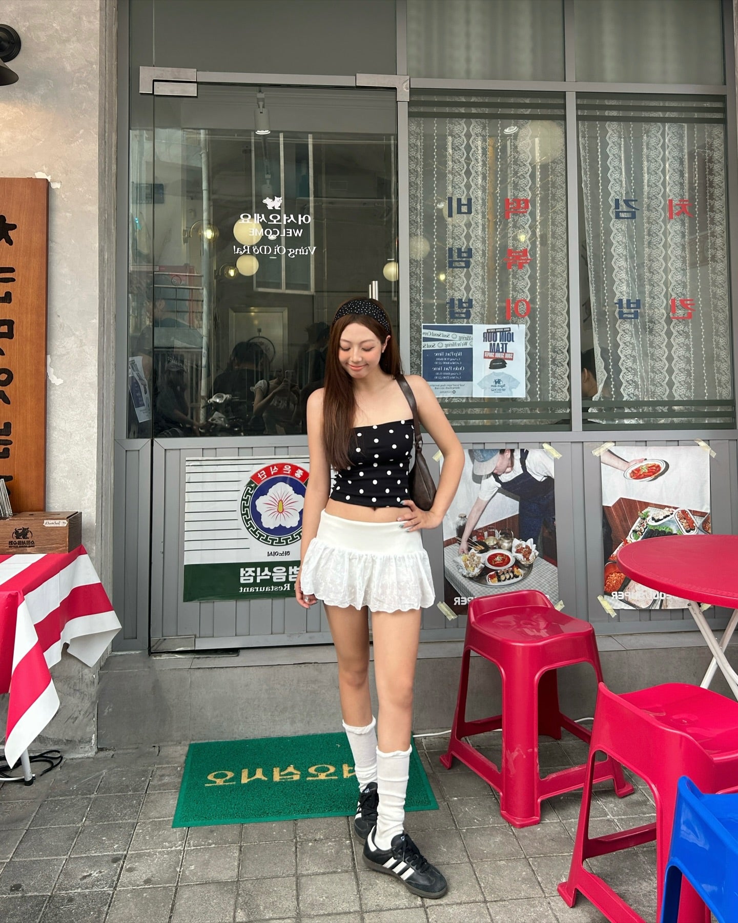 Bichan Strapless Polka dot Top