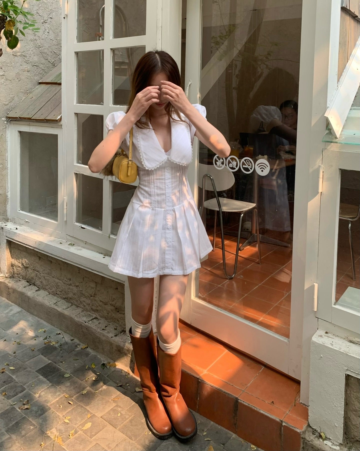 SYO deep cut white dress