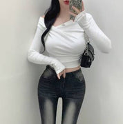【$99系列｜ Office必入款～】Basic Solid Single Shoulder Long Sleeve Top