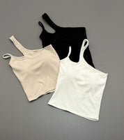 【✔️PAD｜單肩設計】Single Shoulder Padded Bra Top