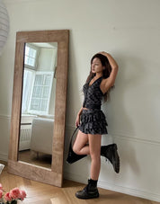 【復古美式女生必入】Button Front Checkered Halter Top