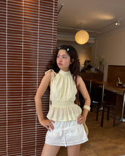 Lemon Soufflé Peplum Top