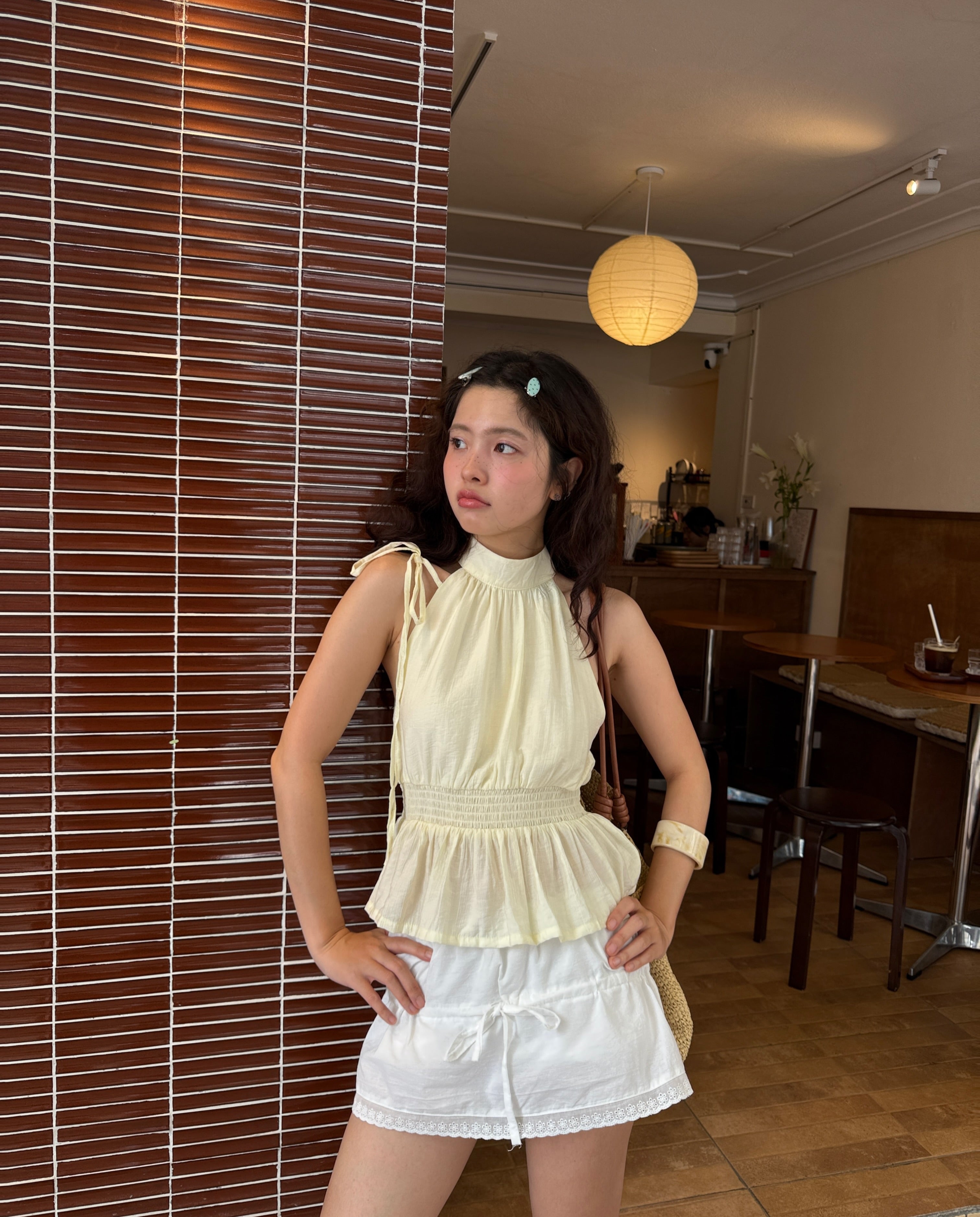 Lemon Soufflé Peplum Top