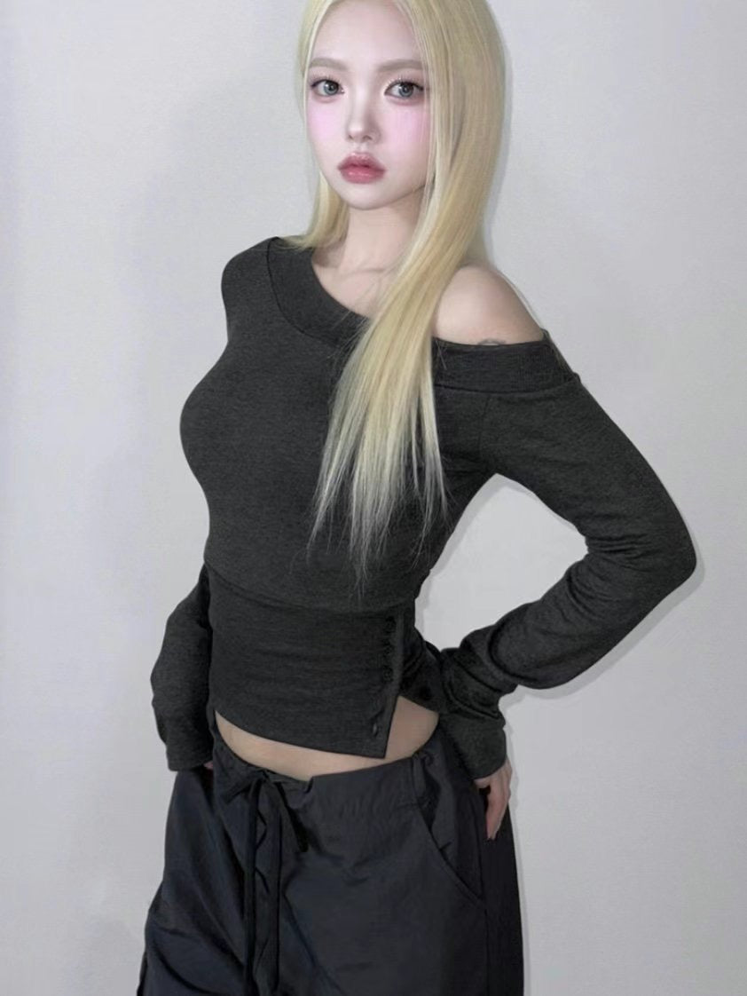 【小性感單肩Top】Vienna Solid Single Shoulder Top