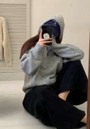 【🇰🇷韓國連線｜限時優惠價！】純色針織Half Zip Hoodies