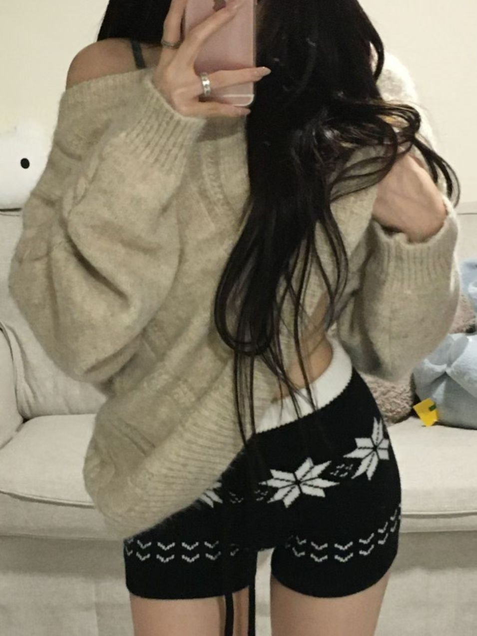 【麻花單肩針織Top】Cable Ribbed Off Shoulder Cardigan