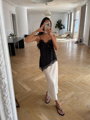 Satin lace camisole top