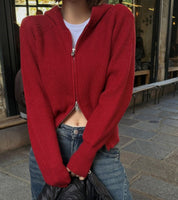 【衣櫃必備款】Solid Crop Knit Hoodie