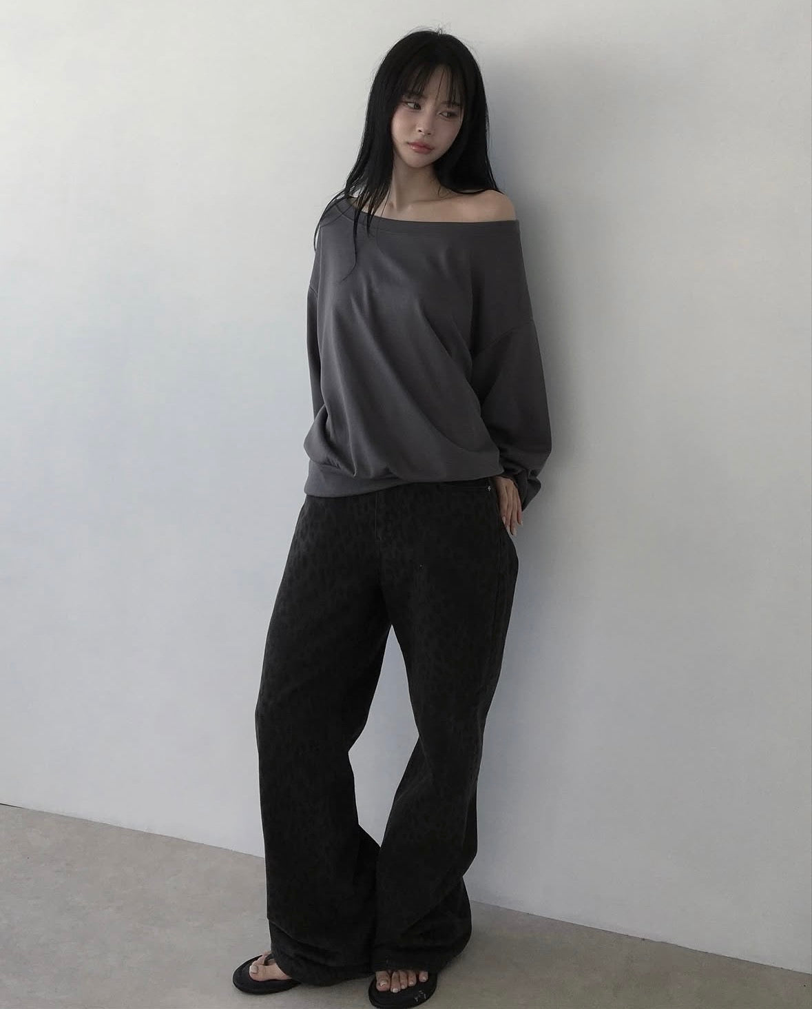 【歐美風單肩sweater】 Long Sleeve Off Shoulder Sweater