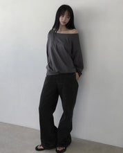 【歐美風單肩sweater】 Long Sleeve Off Shoulder Sweater