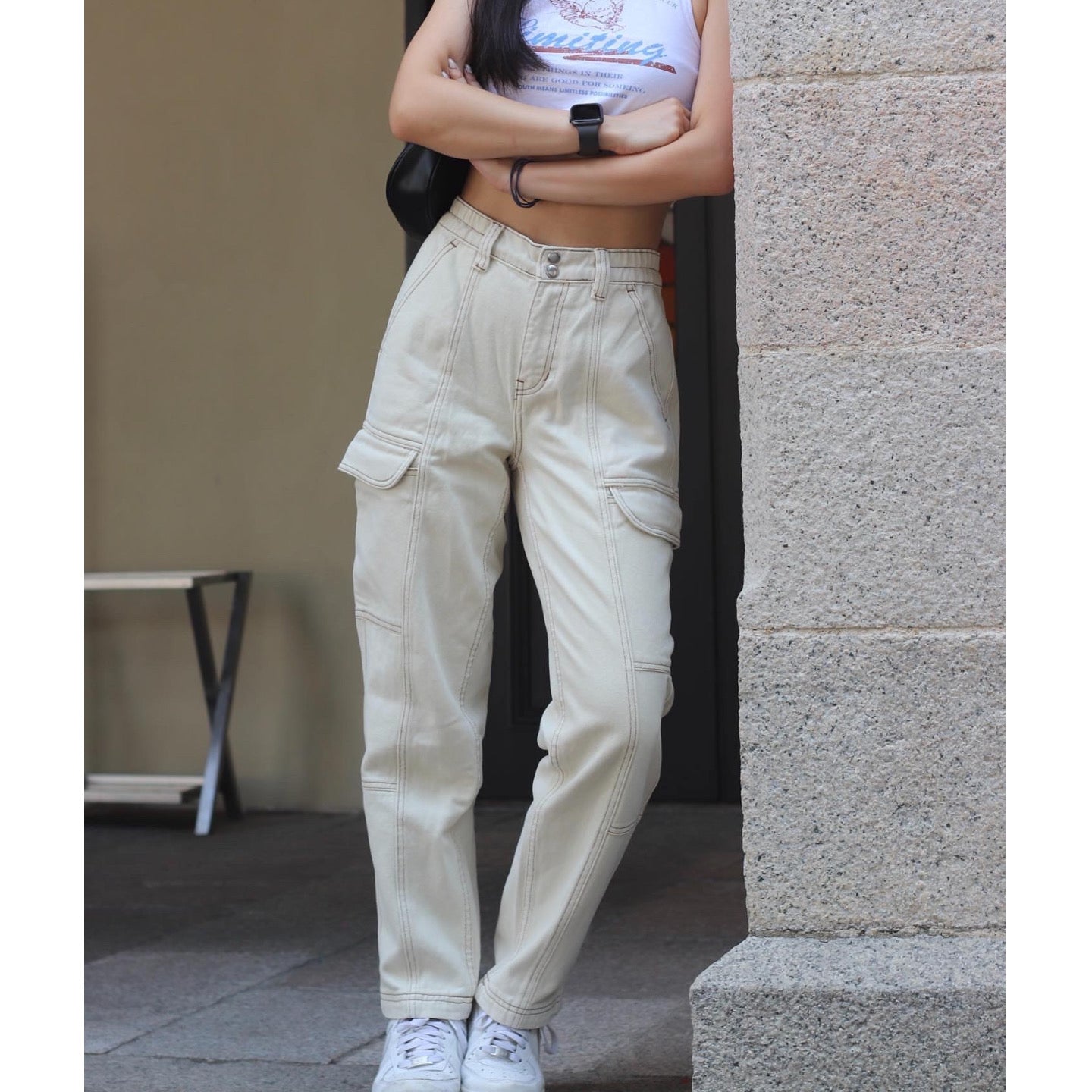 【瑕疵品！】Ines High Waist Cargo Jeans