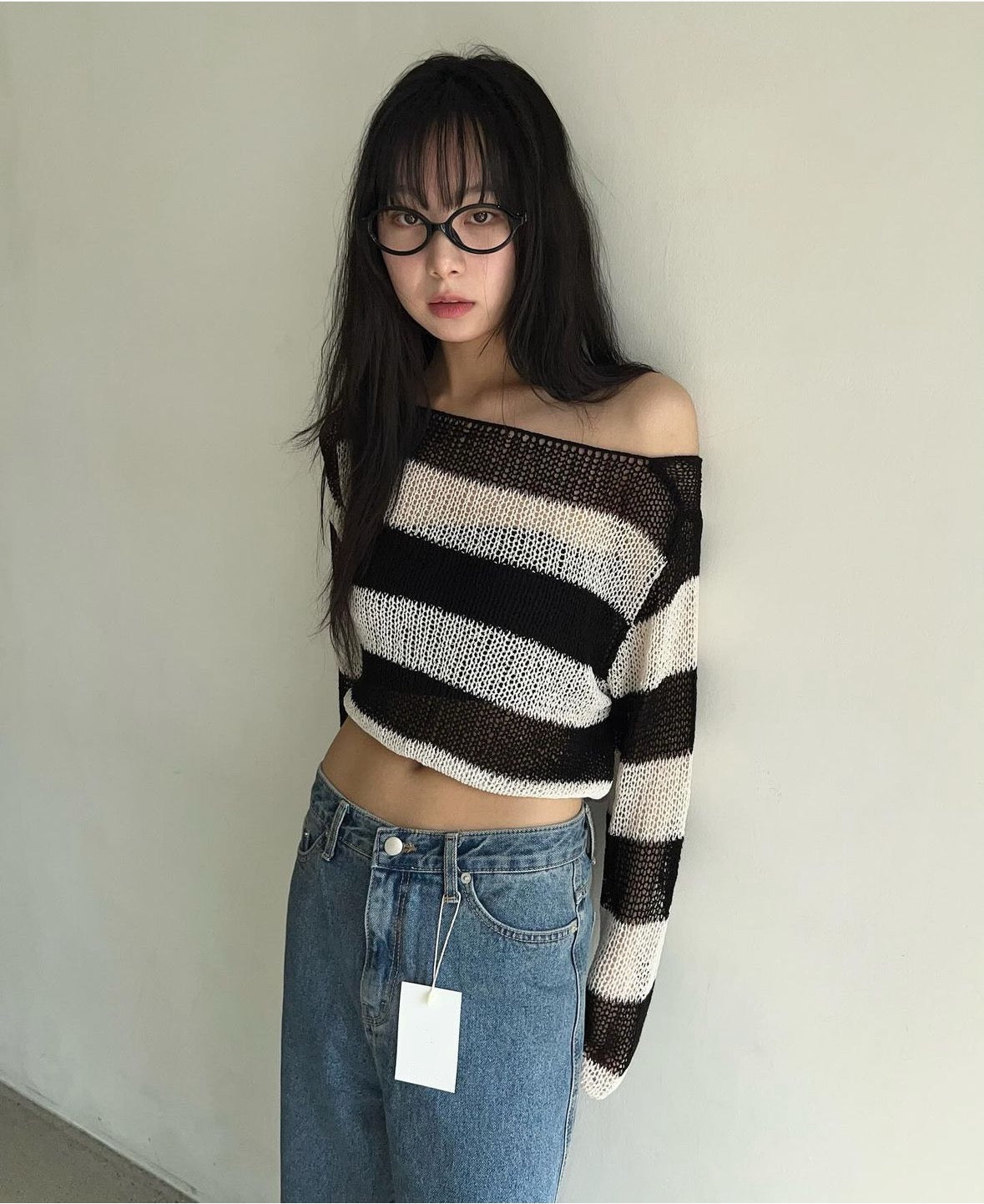 【FW24新款達陣！】Striped See-Throgh Knit Cardigan