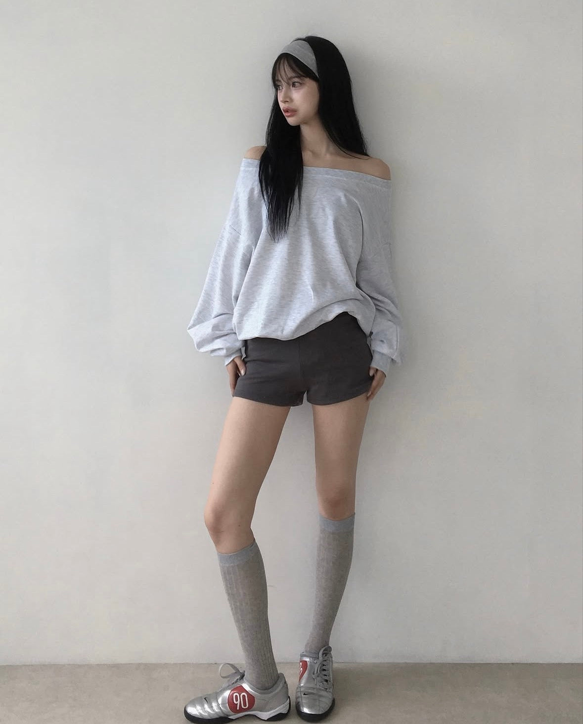 【歐美風單肩sweater】 Long Sleeve Off Shoulder Sweater