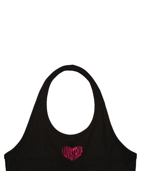 LUV IS TRUE SU LOGO HALTER NECK TOP