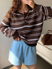 【秋冬必備｜透膚感Max！】See Through Striped Cardigan