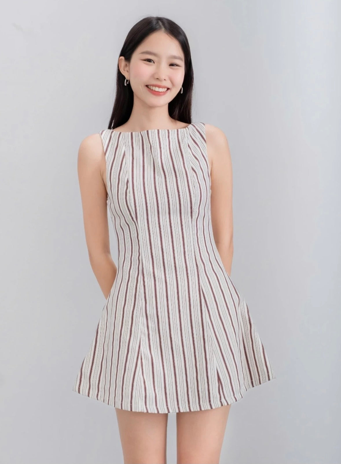 【🇻🇳越南連線】Striped Boat Neck Mini Dress