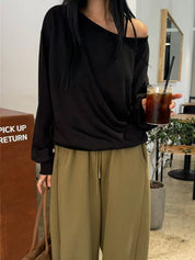 【歐美風單肩sweater】 Long Sleeve Off Shoulder Sweater