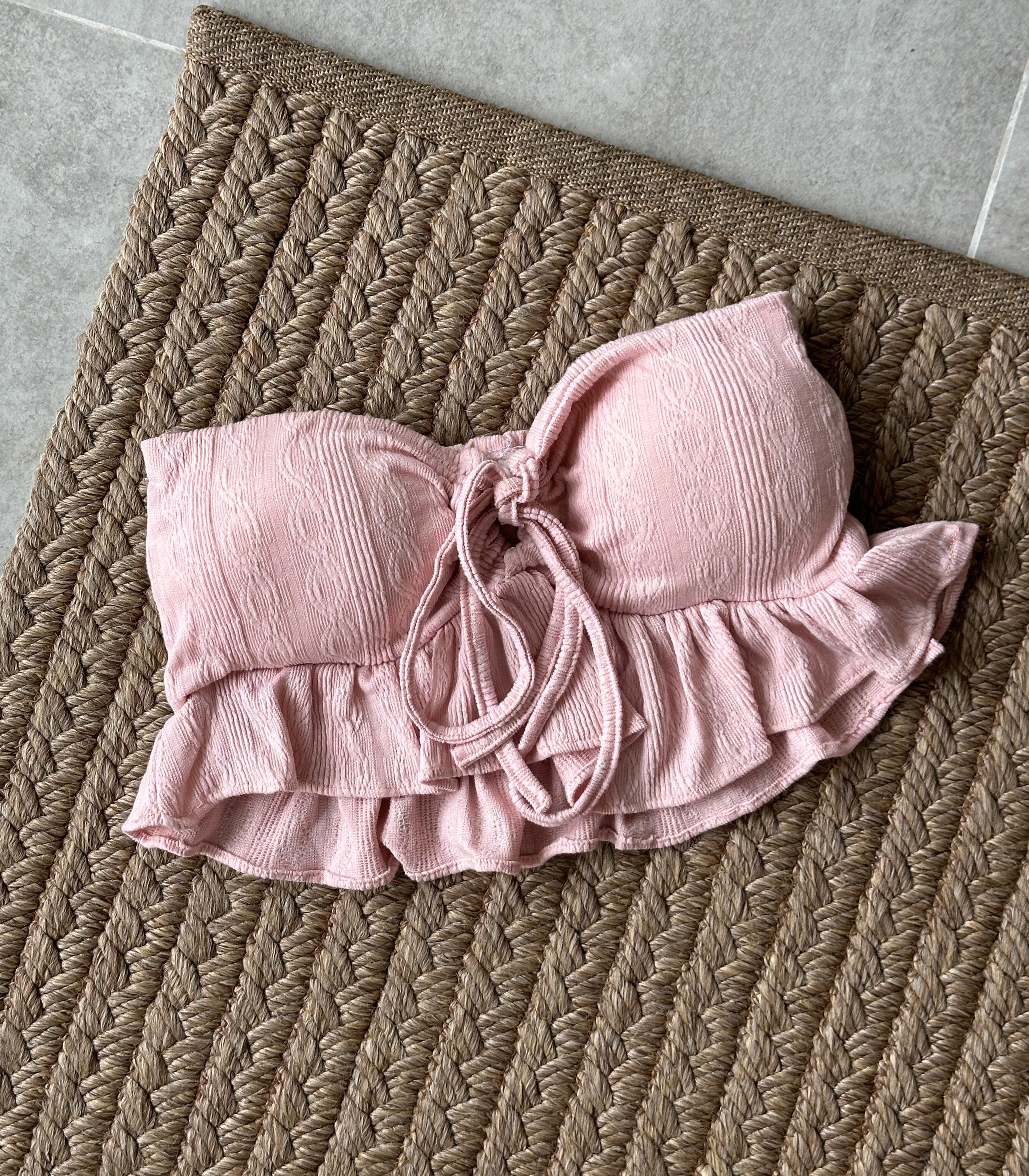 #T211 Solid Ruffle Crop Bra Top