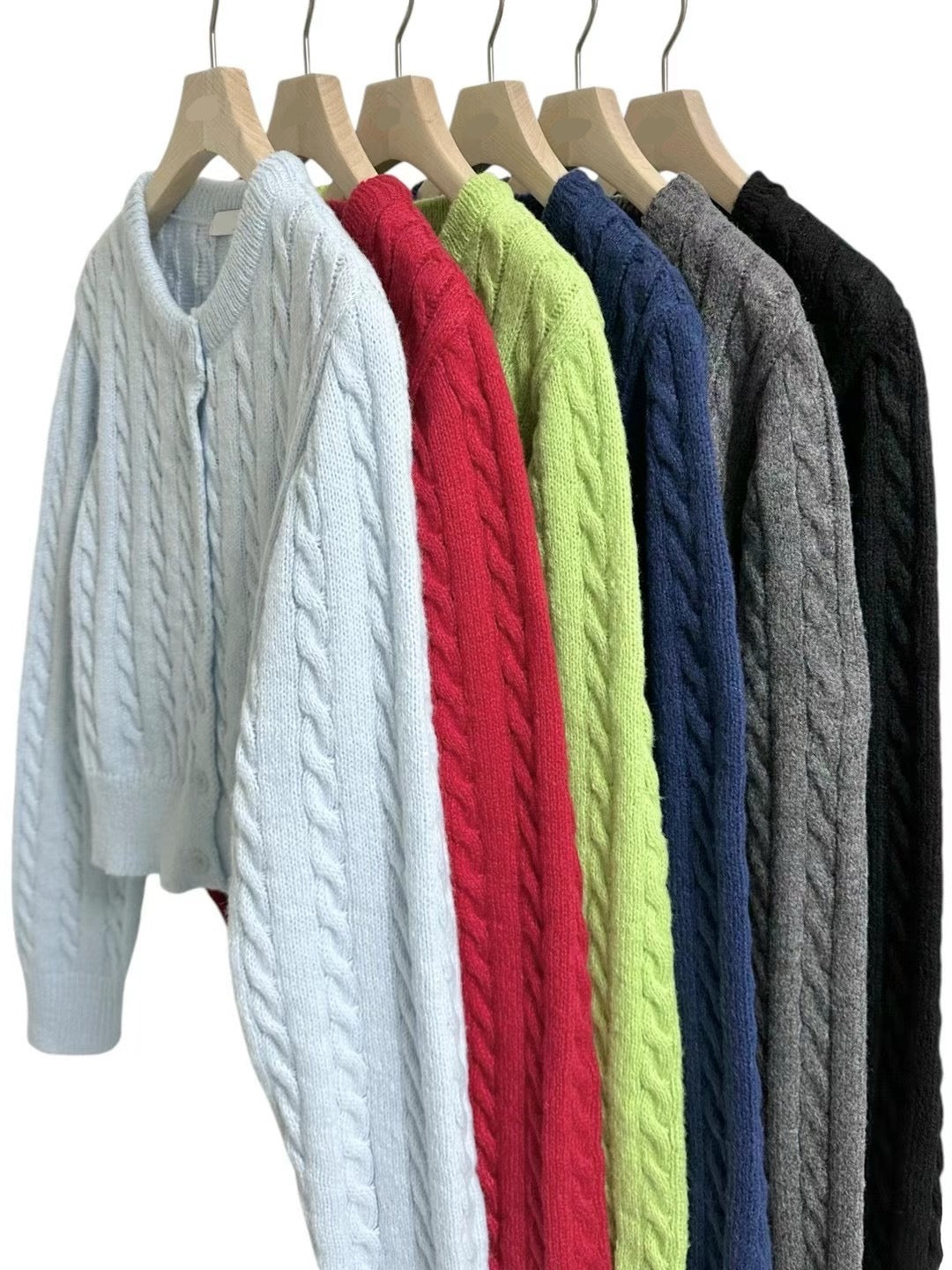 【百搭麻花針織外套～】Basic Solid Cable Button Front Cardigan