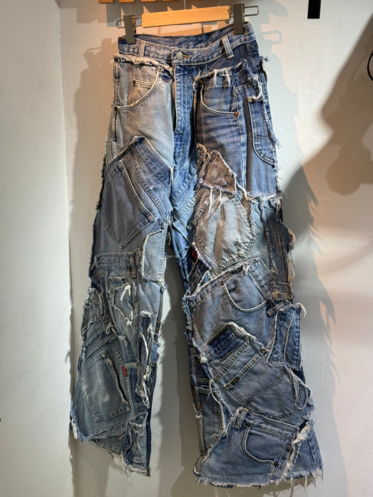 【泰國手工remade牛仔褲】Remade Wide-Leg Jeans