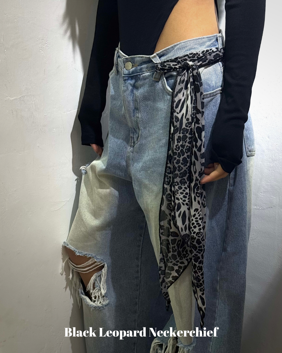 【黑色豹紋領巾 造型感MAX 】Black Leopard Neckerchief