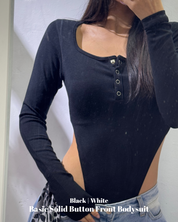 【超性感Bodysuit】Basic Solid Button Front Bodysuit