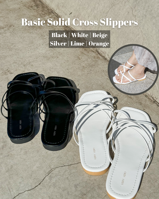 【黑白色超推薦🖤】Basic Solid Cross Slippers