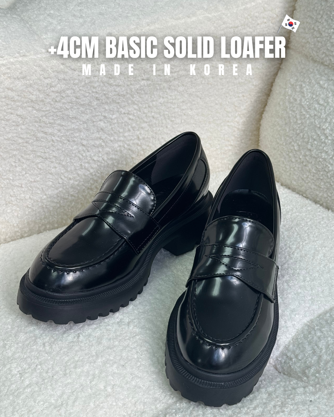 【韓國製造｜增高4cm】+4cm Basic Solid Loafers