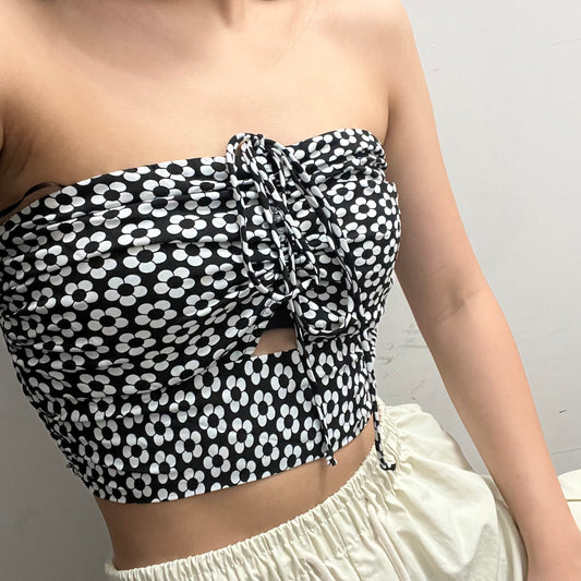 Floral Black Tube Top