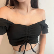 #T014 - Ruffle Solid Bra Top