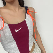 #T048 - Remade Nike Grey&Red Corset