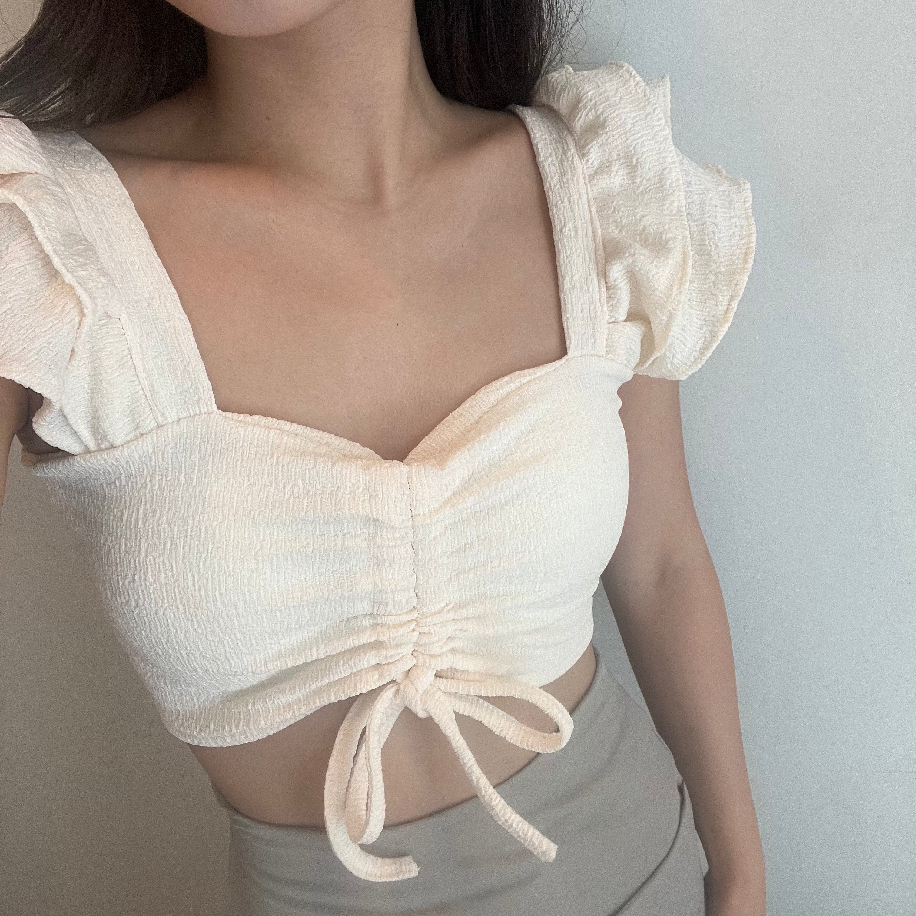 #T014 - Ruffle Solid Bra Top