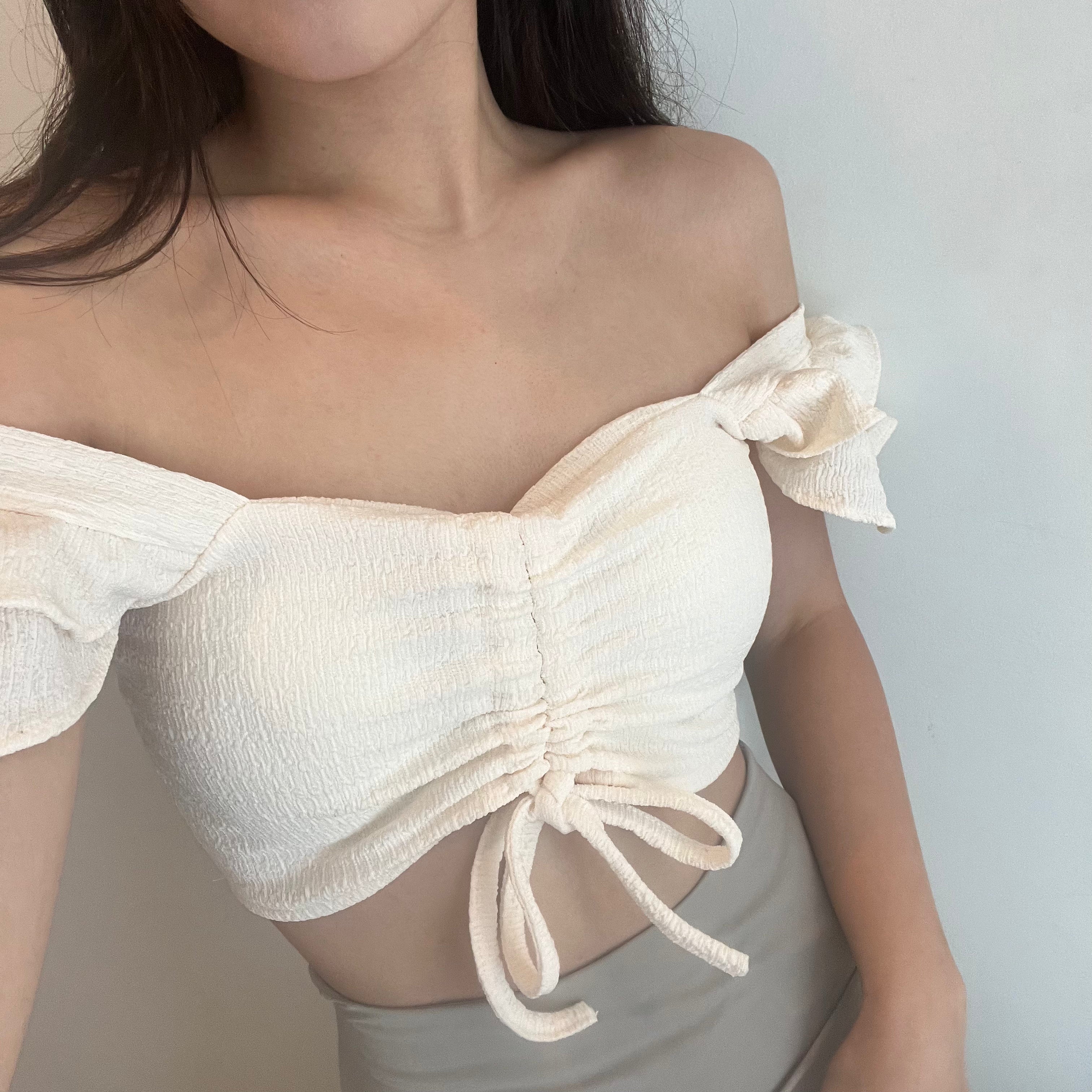 #T014 - Ruffle Solid Bra Top