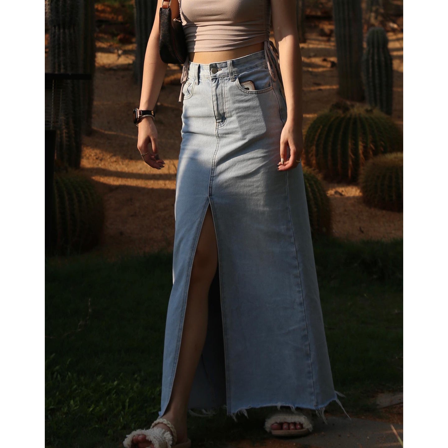 Isla Slit Denim Skirt