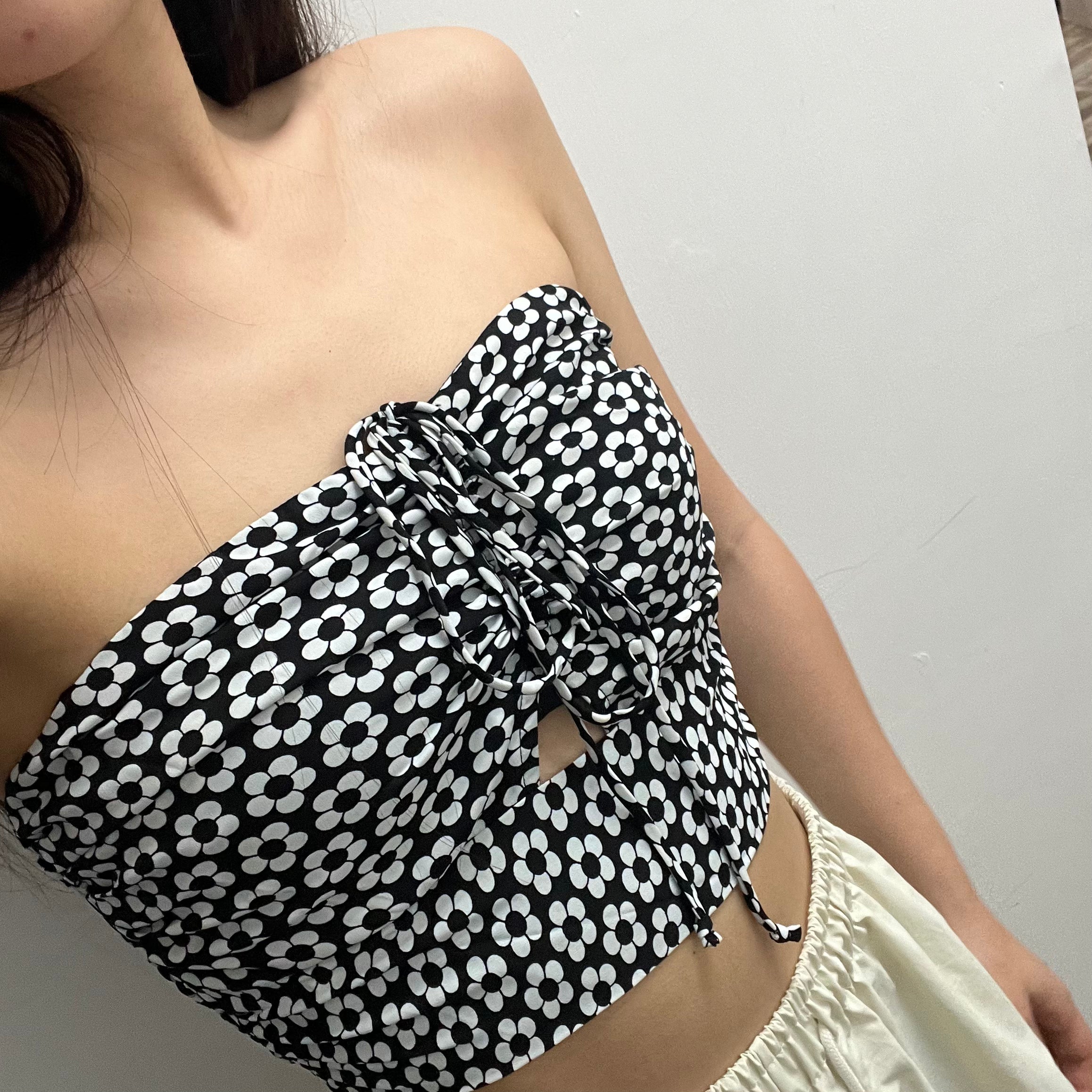 Floral Black Tube Top