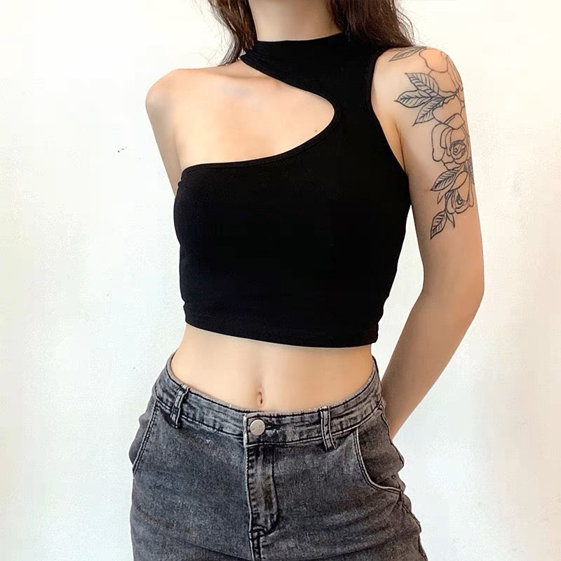 90S Aesthetic Slim Black Tank Top