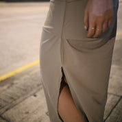 Ruched Slit Grey Skirt