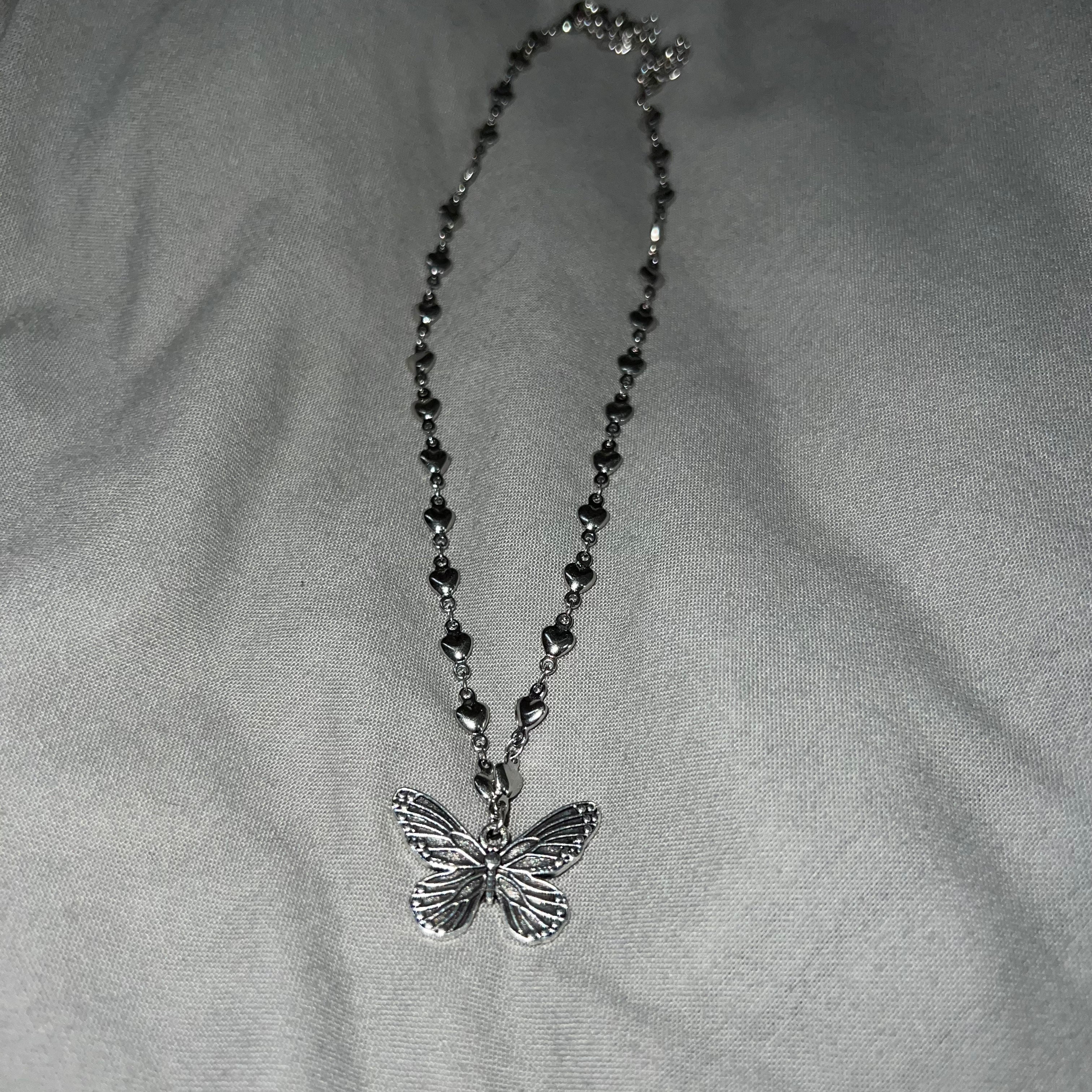 Silvery Butterfly Necklace